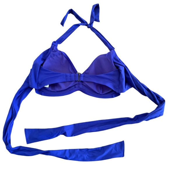 NWOT Athleta Bra Cup Wrap Halter Bikini Top Swimsuit in Yacht Blue - Picture 2 of 6